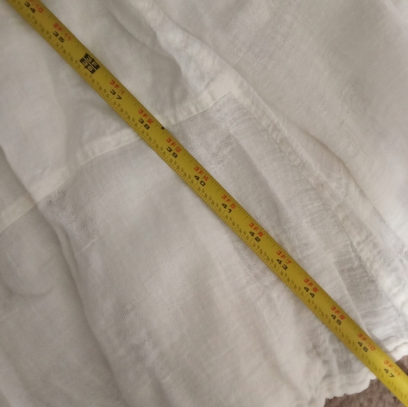 Grizas White Linen Pullover Zip Side Round Neck Pocket Dress Size Large - Picture 7 of 7